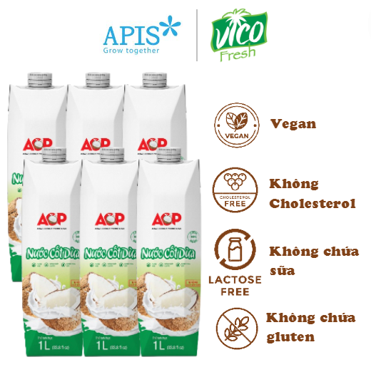 Combo 6 hộp nước cốt dừa vico rich 1l - dán nhãn acp