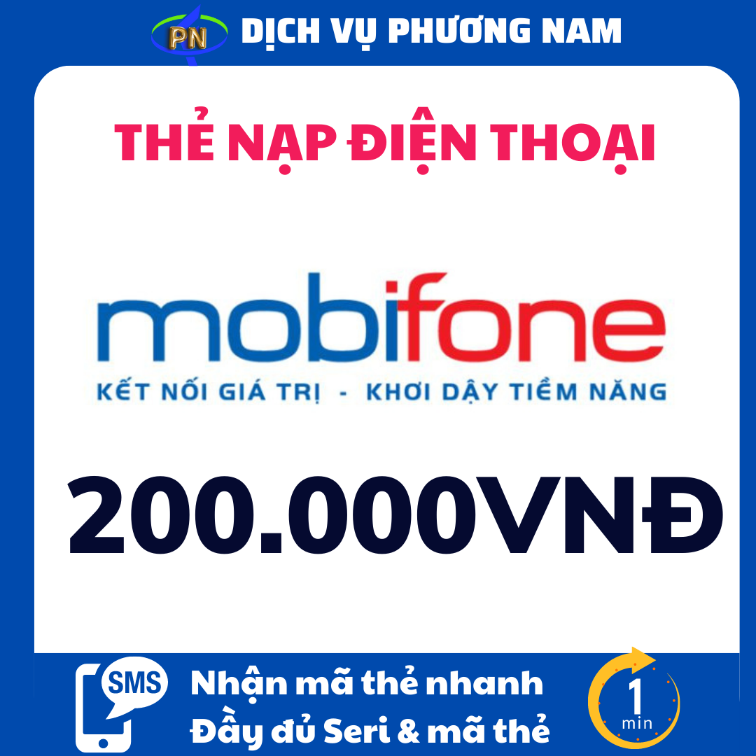Thẻ mobifone 200.000 & phí chuyển - nhận mã cực nhanh qua sms/chat