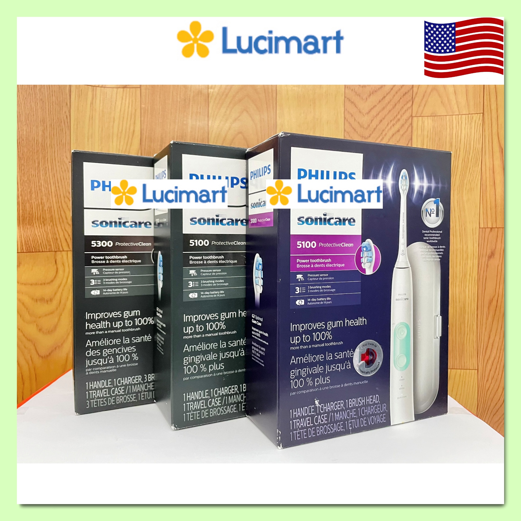 Bàn chải điện Phi.lips Sonicare ProtectiveClean 4100, 4300, 5100 [Hàng Mỹ]