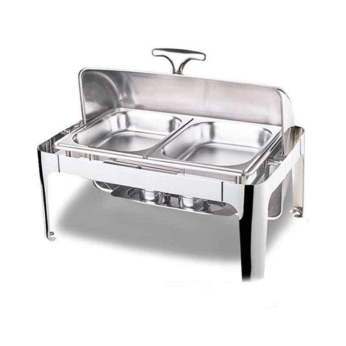 Nồi buffet chữ nhật nắp vòm mở 180 độ 2 ngăn giá tốt
