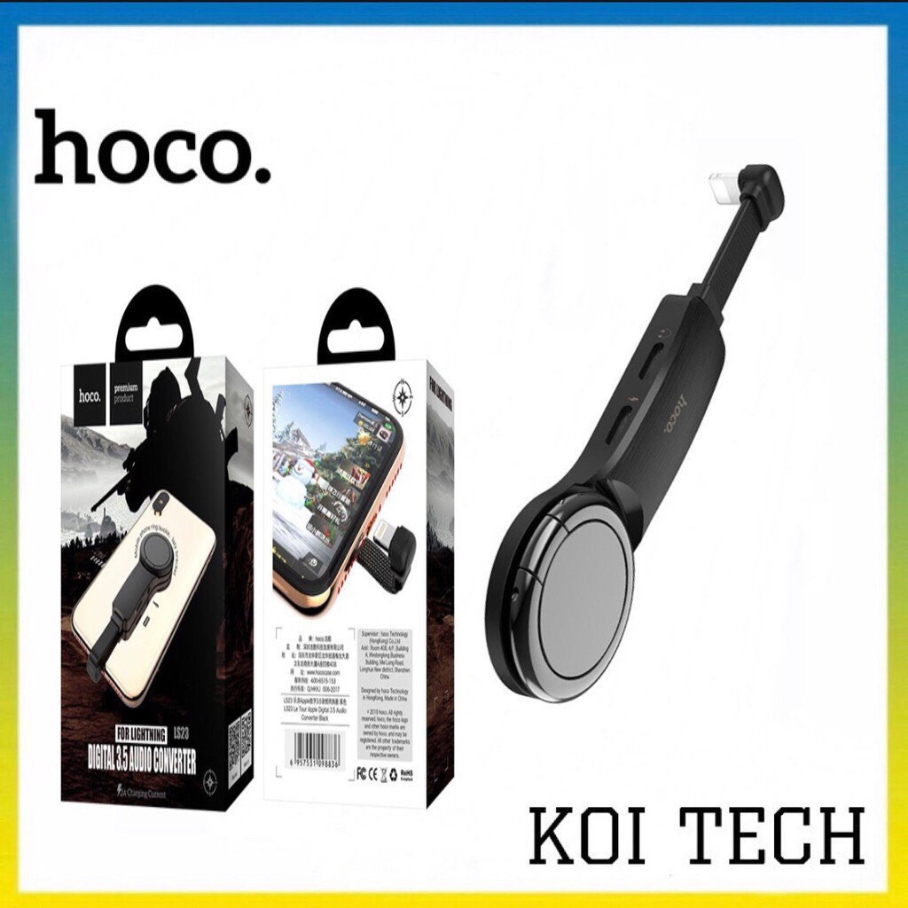 Bộ chia cổng chuyên game Lighing to dual Lightning Hoco LS22 - Bộ chuyển đổi từ 1 Lightning Thành 2 Đầu Lightning Cho IP vừa sạc vừa nghe nhạc - KOI TECH