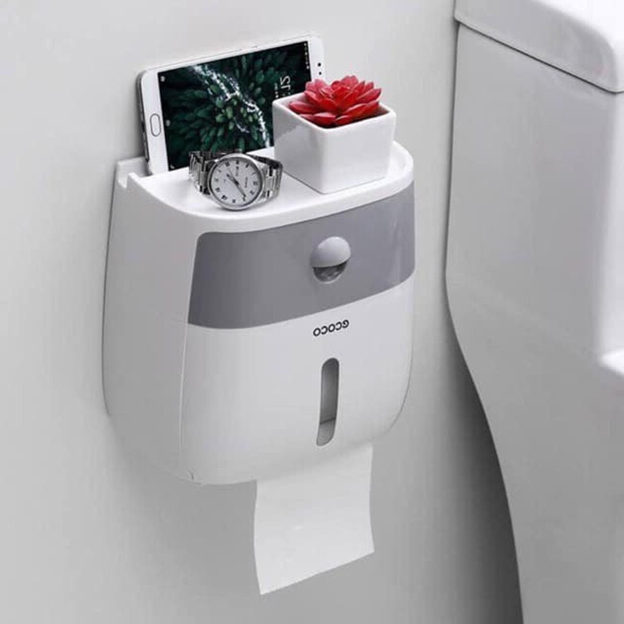 Hộp đựng giấy vệ sinh đa năng ecoco - 2 tầng - không cần khoan tường - hàng cao cấp - giao màu ngẫu nhiên
