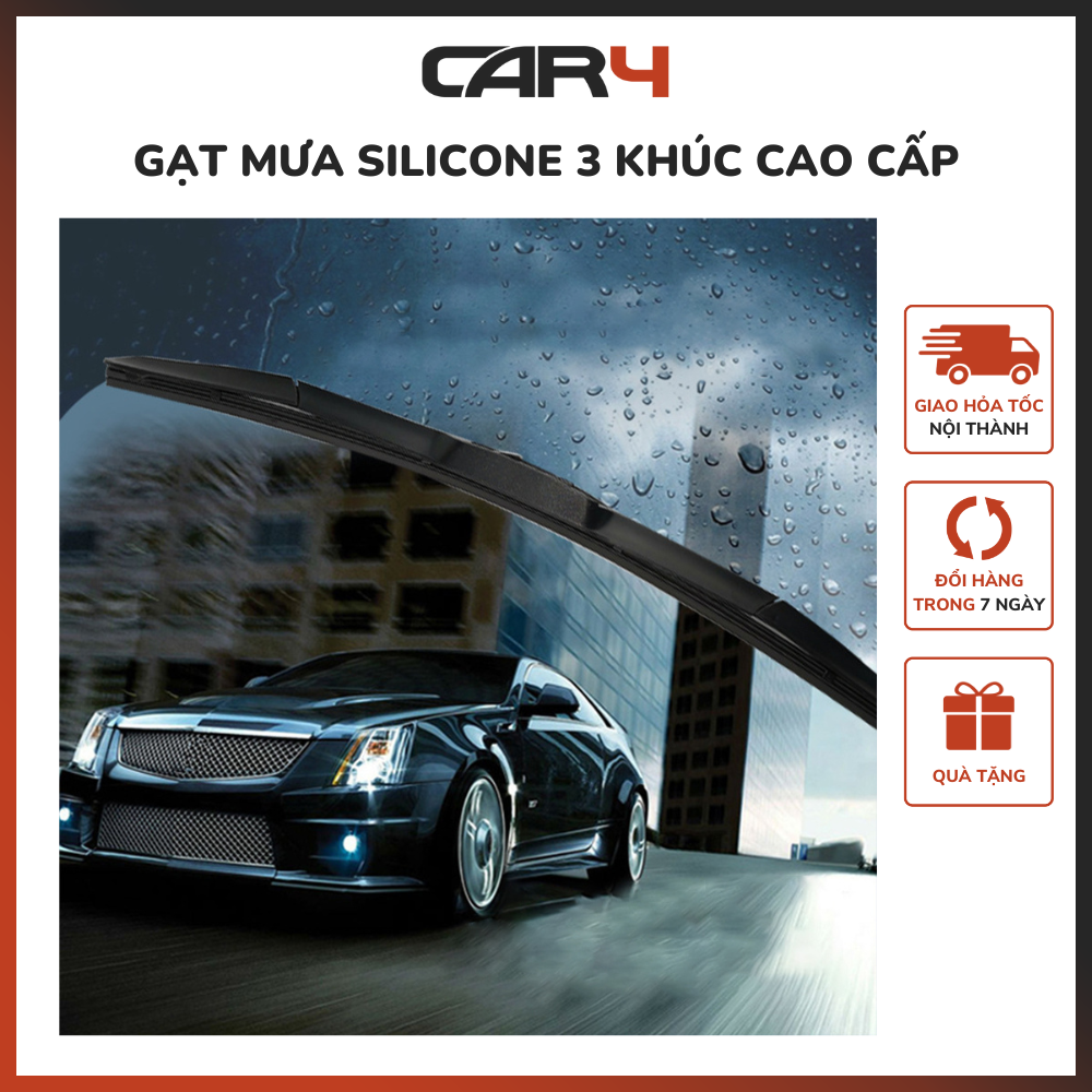 Gạt mưa silicone 3 khúc cao cấp Car4 -