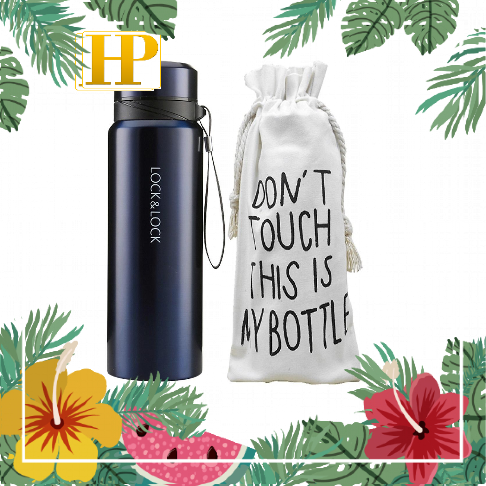 Bình Giữ Nhiệt Thép Không Gỉ Vacuum Bottle Lock&Lock LHC6180FU (800ml) - Xanh Đậm Kèm Túi Vải Tiện Lợi