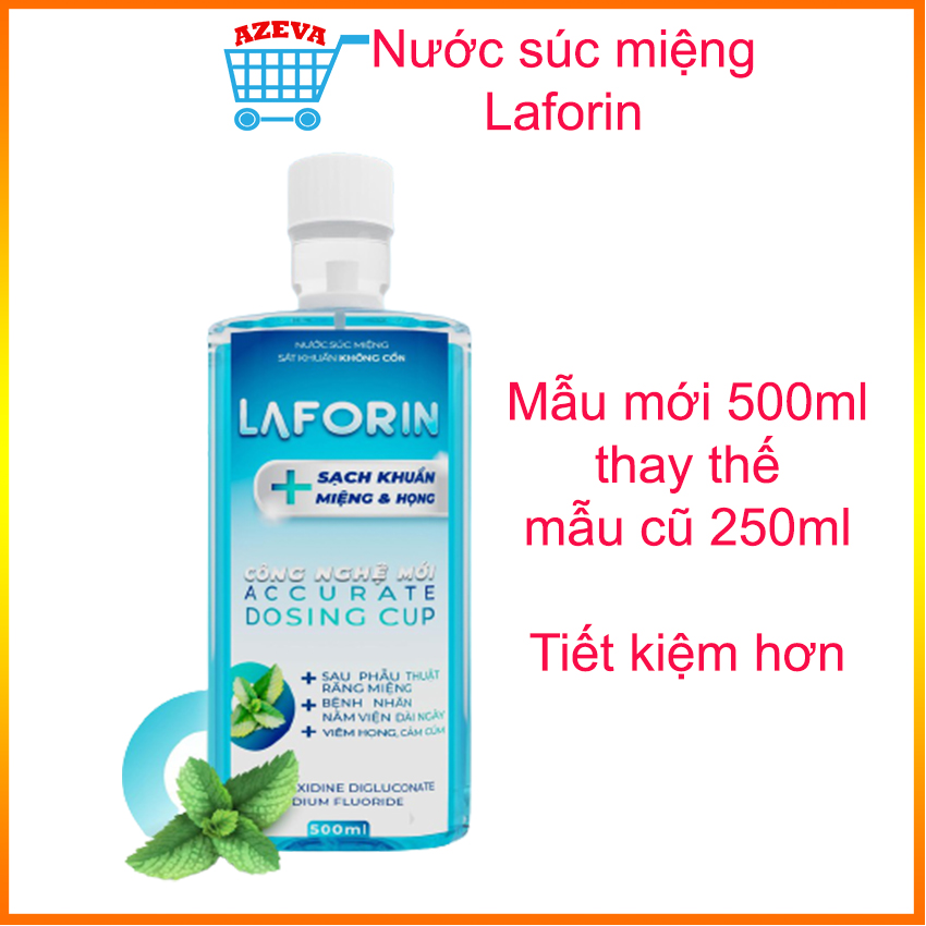 Nước súc miệng sát khuẩn Laforin 500ml, nước súc miệng trị hôi miệng - Azevashop