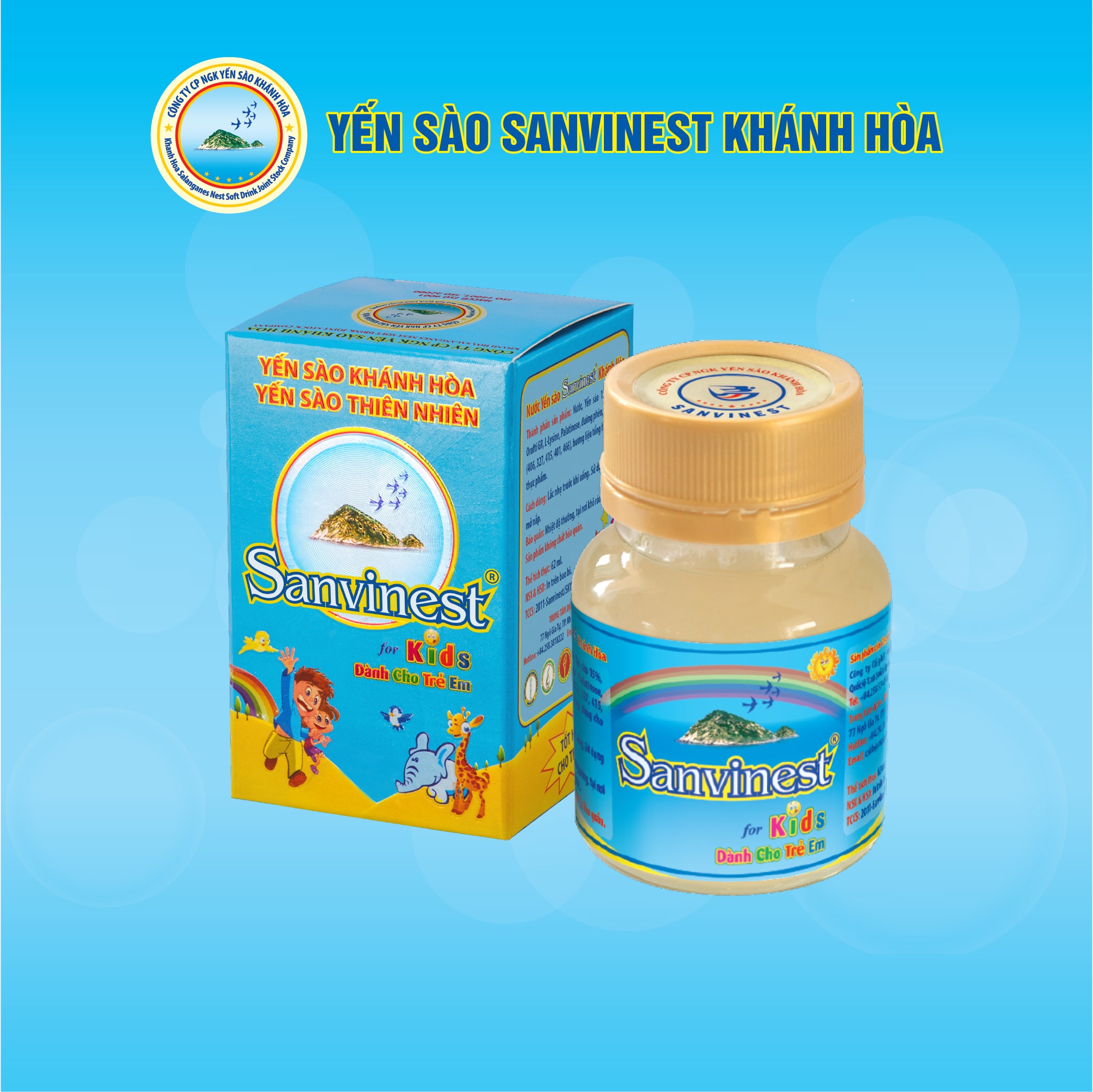 Nước yến sào Sanvinest Khánh Hòa trẻ em lọ 62ml, 15% Yến sào