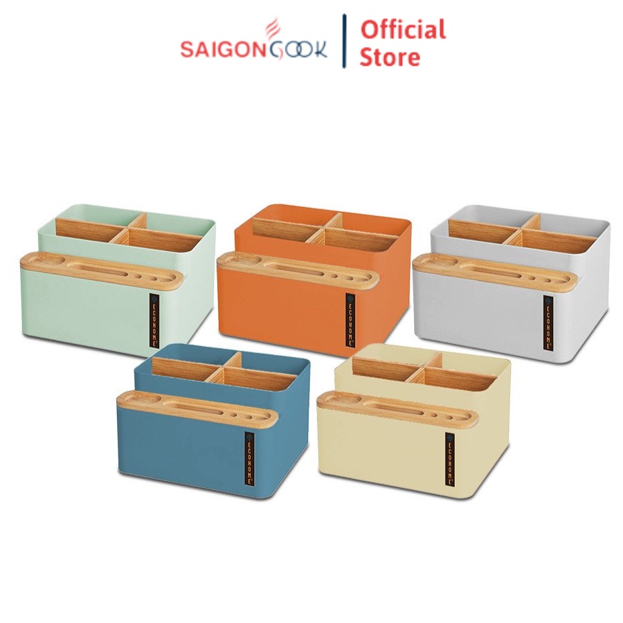 Hộp đựng khăn giấy đa năng hình chữ thập nắp gỗ tre, hộp đựng giấy ăn decor cao cấp saigoncook