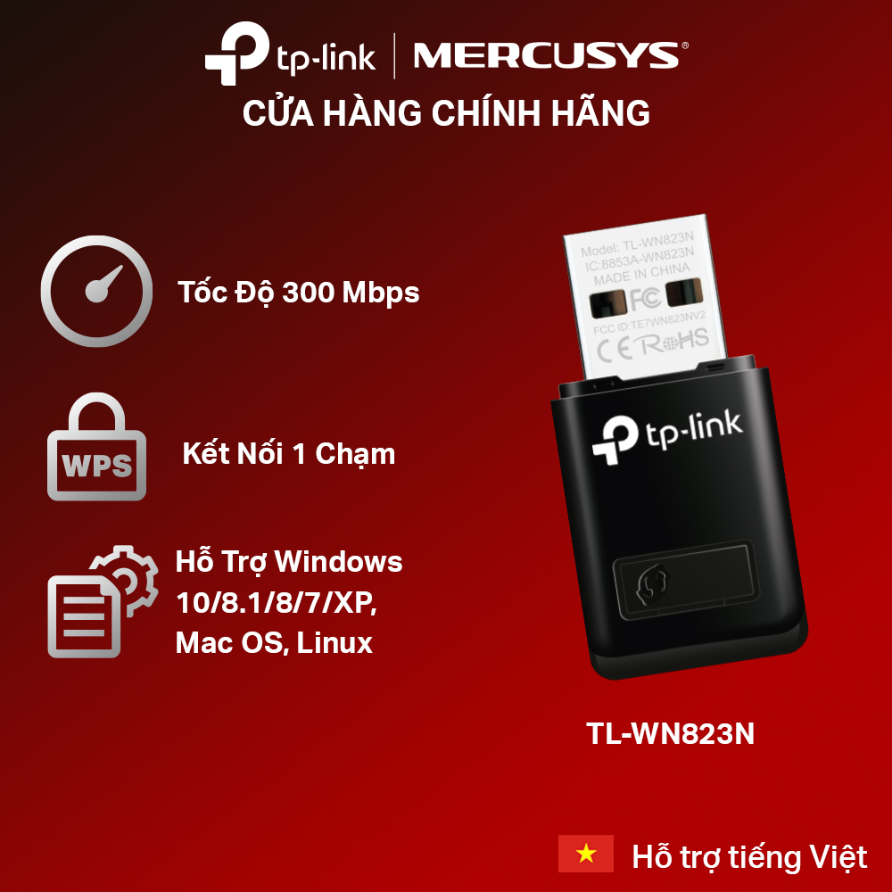 Bộ chuyển đổi usb wifi tp-link tl-wn823n chuẩn n 300mbps - hãng phân phối chính thức