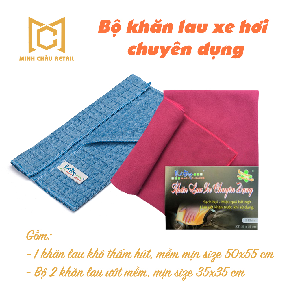 Khăn lau xe hơi - Bộ khăn lau xe hơi chuyên dụng bằng sợi Microfiber siêu thấm hút, mềm mịn