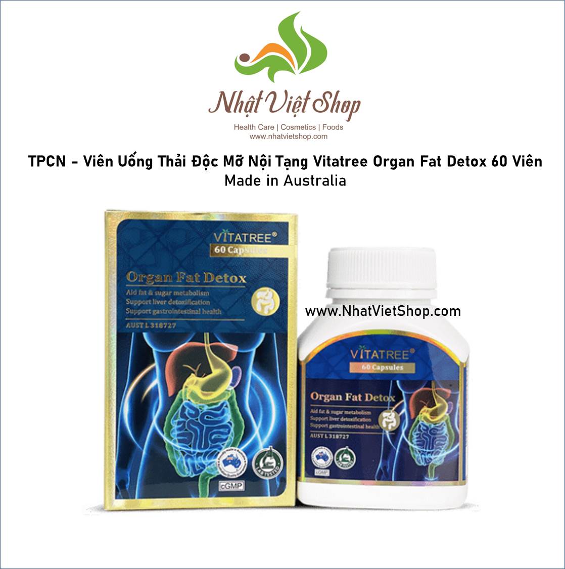 Viên Uống Thải Độc Mỡ Vitatree Organ Fat Detox 60 Viên. EXP: 02/2027