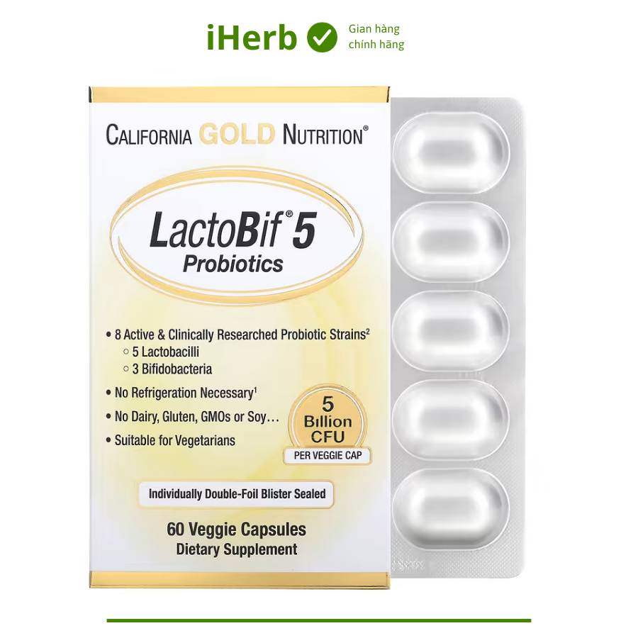 LactoBif Probiotics, 5 Billion CFU, 10 Viên, California Gold Nutrition - iHerb Việt Nam