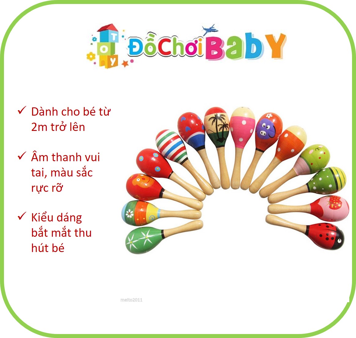 Bộ 2 Xúc Xắc Lục Lạc Bằng Gỗ An Toàn Cho Trẻ Nhỏ Giúp Bé Luyện Tay, Đồ Chơi Âm Nhạc Trẻ Em.