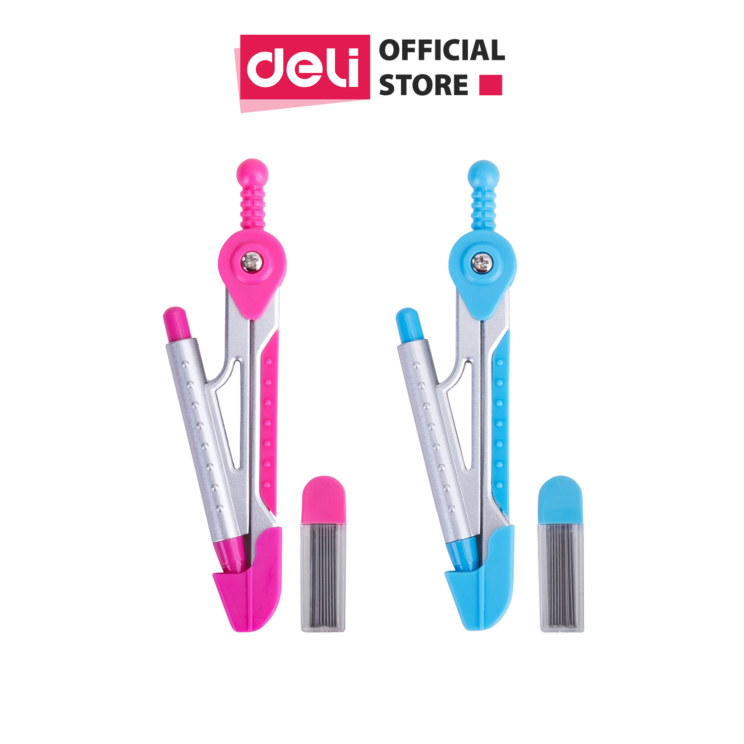 Compa học sinh deli, hồng/xanh - 1 hộp - e8616
