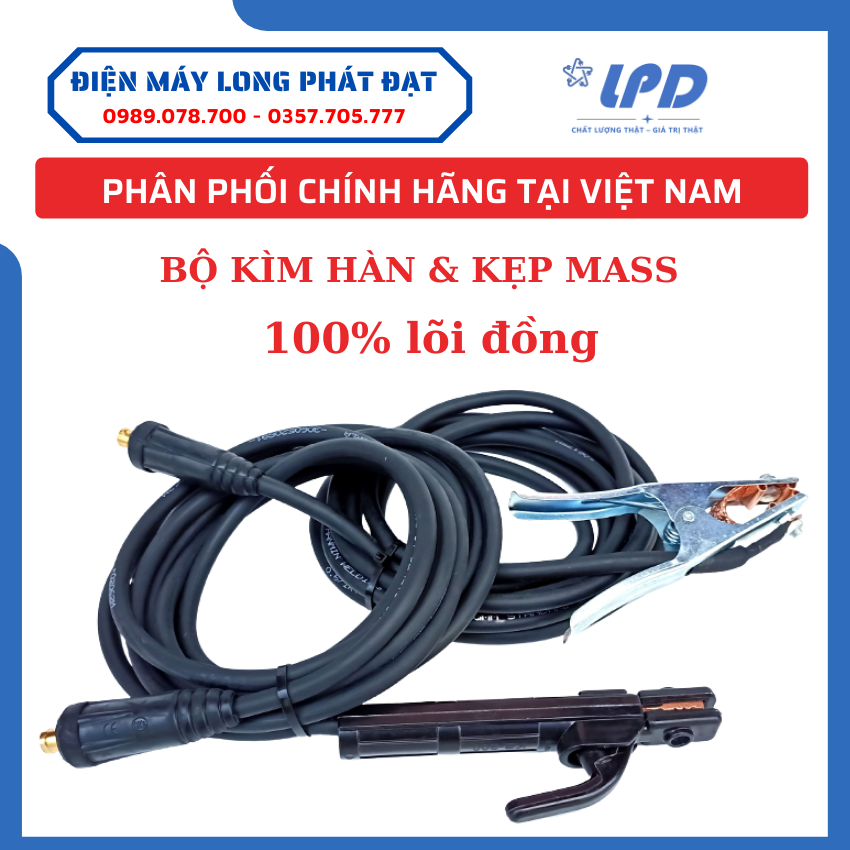 Bộ dây kìm hàn kẹp mass cho máy hàn que dây lõi đồng chắc chắn bền bỉ