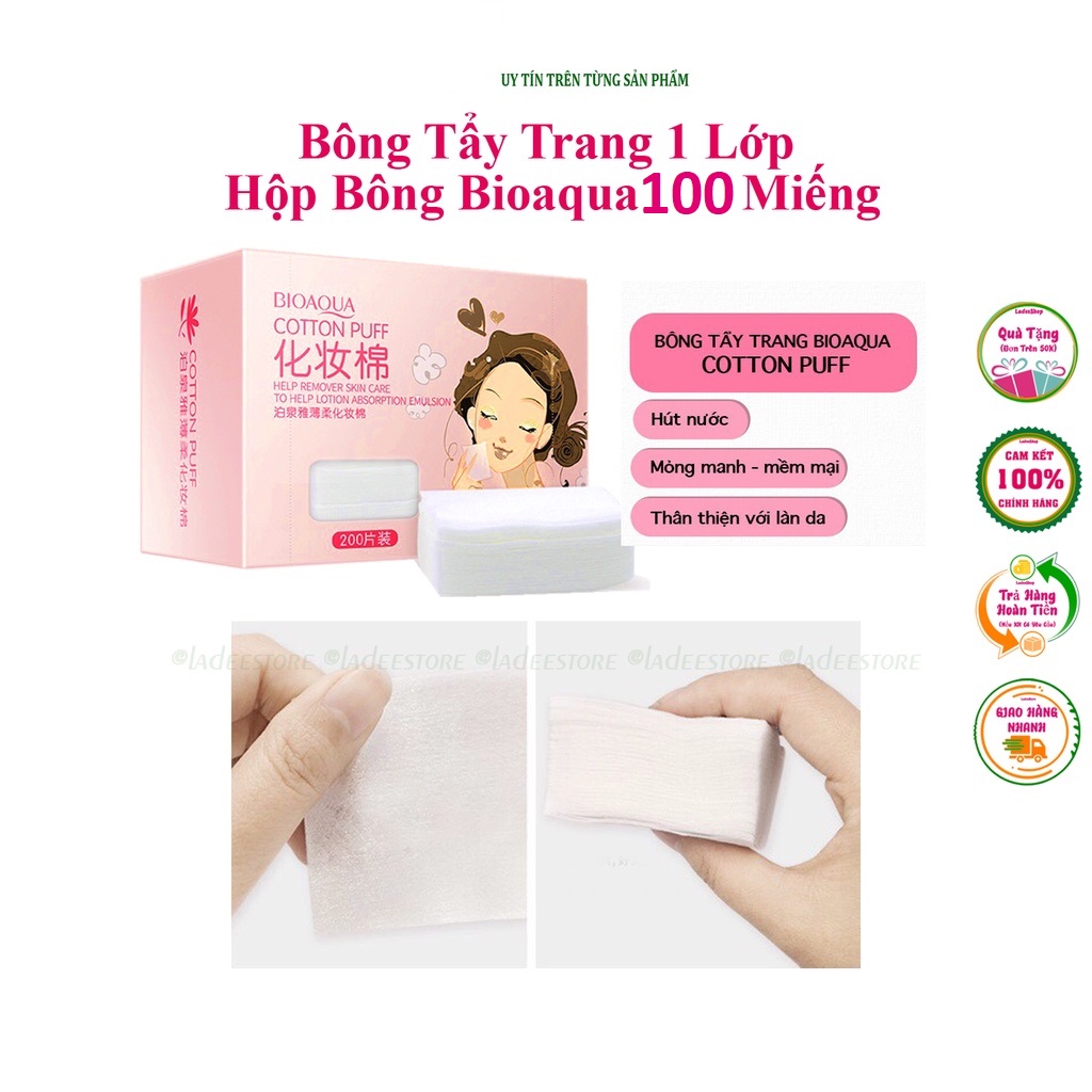 Bông tẩy trang 100 miếng Bioqua