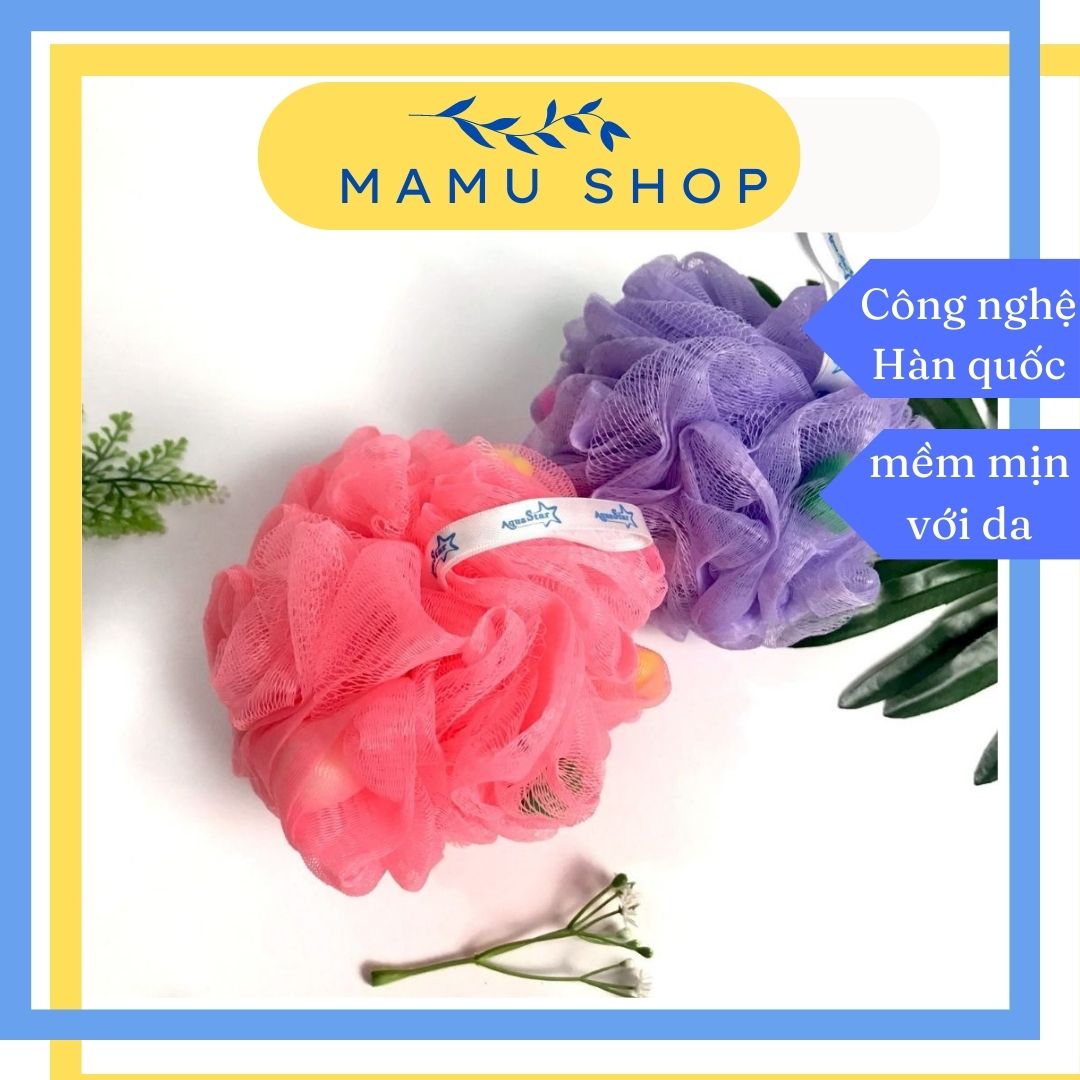 Bông tắm tròn, bông tắm tạo bọt cao cấp hàn quốc Mamu shop M03
