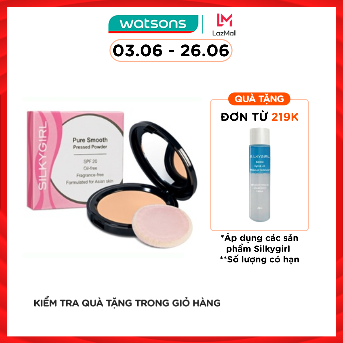 [MUA LÀ CÓ QUÀ] Phấn Phủ Mịn Da Silkygirl Pure Smooth Pressed Powder 10g