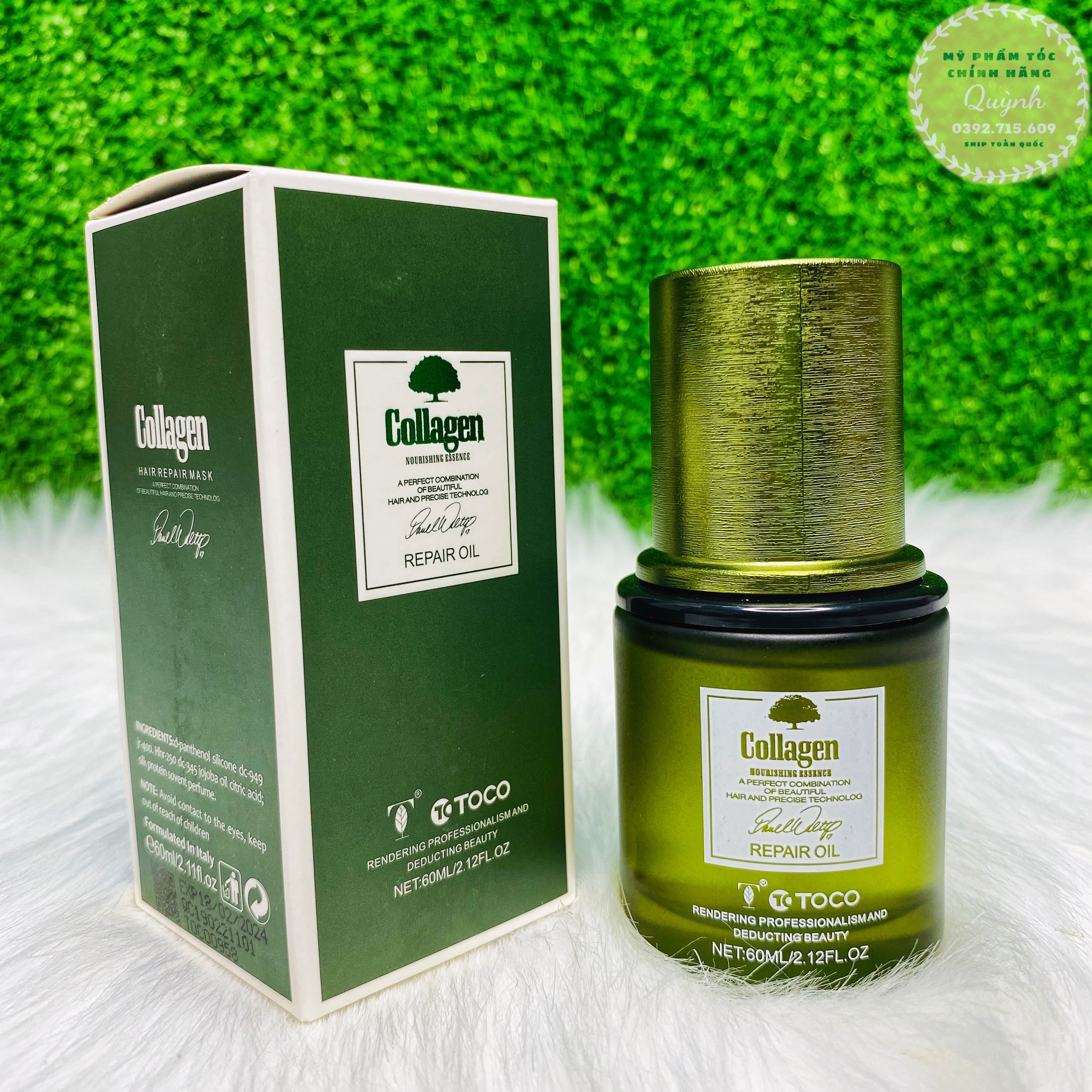 Tinh dầu dưỡng tóc toco collagen 60ml - siêu phục hồi tóc hư tổn