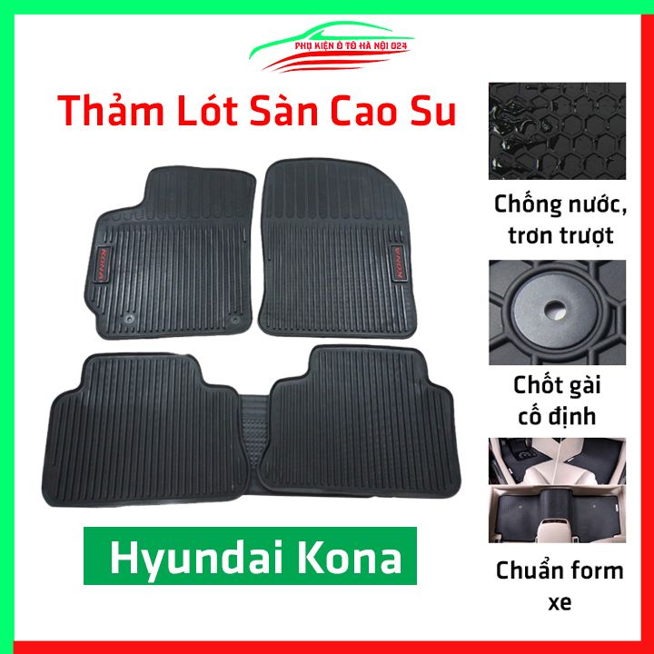 Thảm lót sàn ô tô cao su theo xe Hyundai Kona, thảm trải sàn xe hơi không mùi