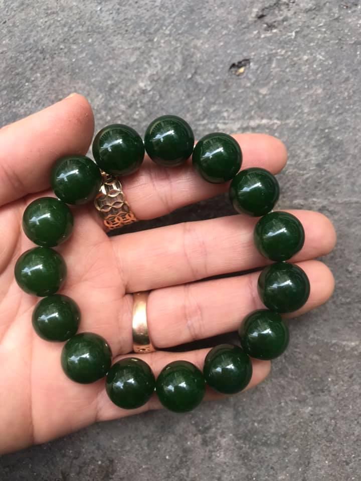 [HCM]VÒNG TAY Ngọc Cẩm thạch Thiên nhiên Myanmar Xanh Lý -14LY