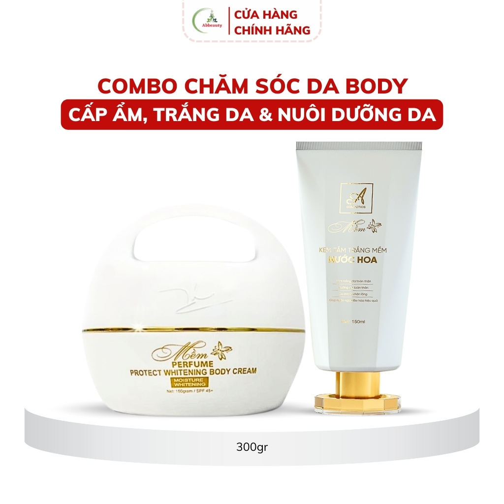Combo Kem body Mềm acosmetics và tắm trắng mềm nước hoa, dưỡng trắng da toàn thân 250g