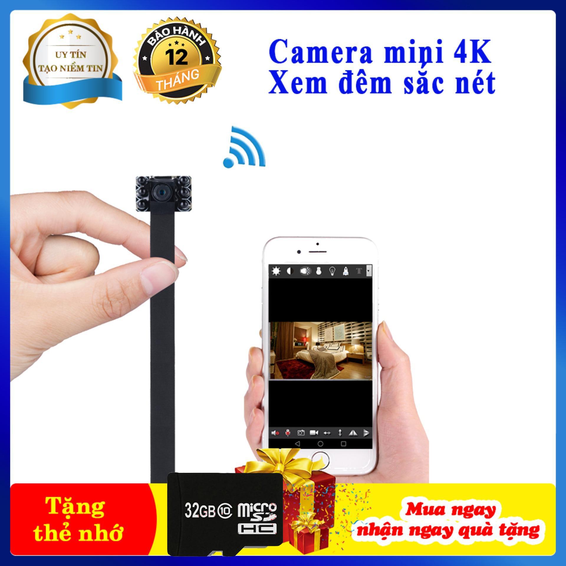 Tặng thẻ nhớ 32GB - Camera Wifi dây dù chất lượng 4K V100-V2 hỗ trợ quay đêm siêu nét+ Đầu lọc thẻ USB & Cốc sạc