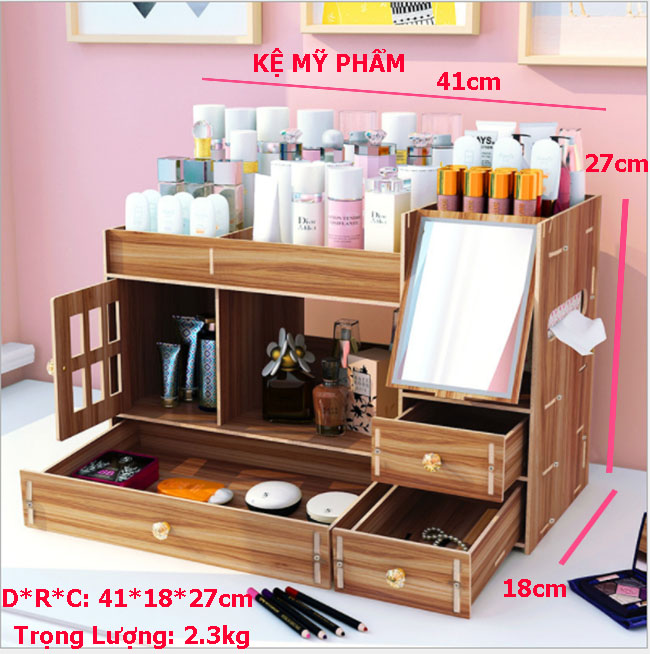 Tủ Đựng Đồ Trang Điểm Để Bàn Bằng Gỗ Cao Cấp Phong Cách Hiện Đại