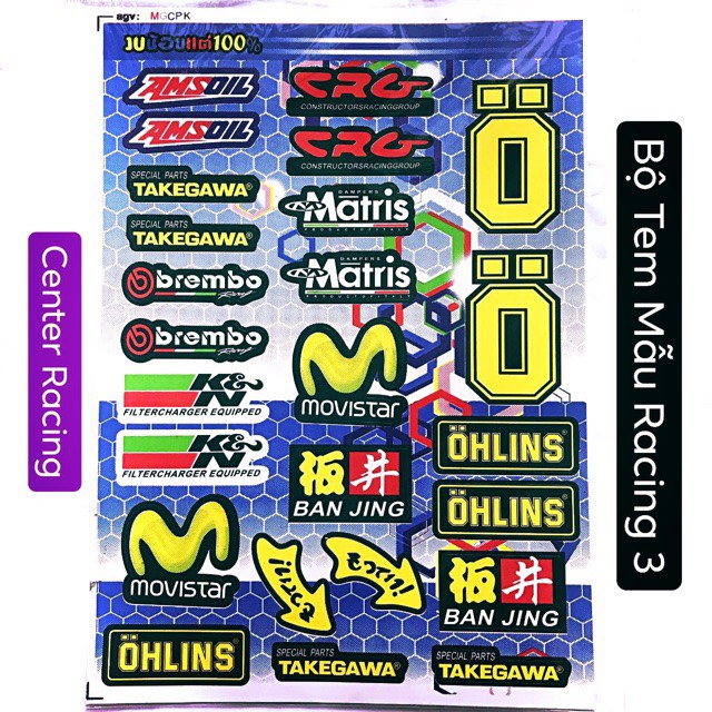 [HCM][ 25 Tem ] Bộ Tem Logo Xe Máy Mẫu Racing 3