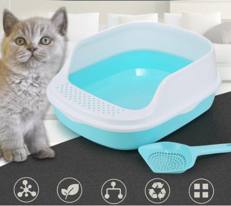 Khay CHẬU Đựng Cát Vệ Sinh Thành Cao Cho Mèo Kèm Xẻng NHỰA TỐT