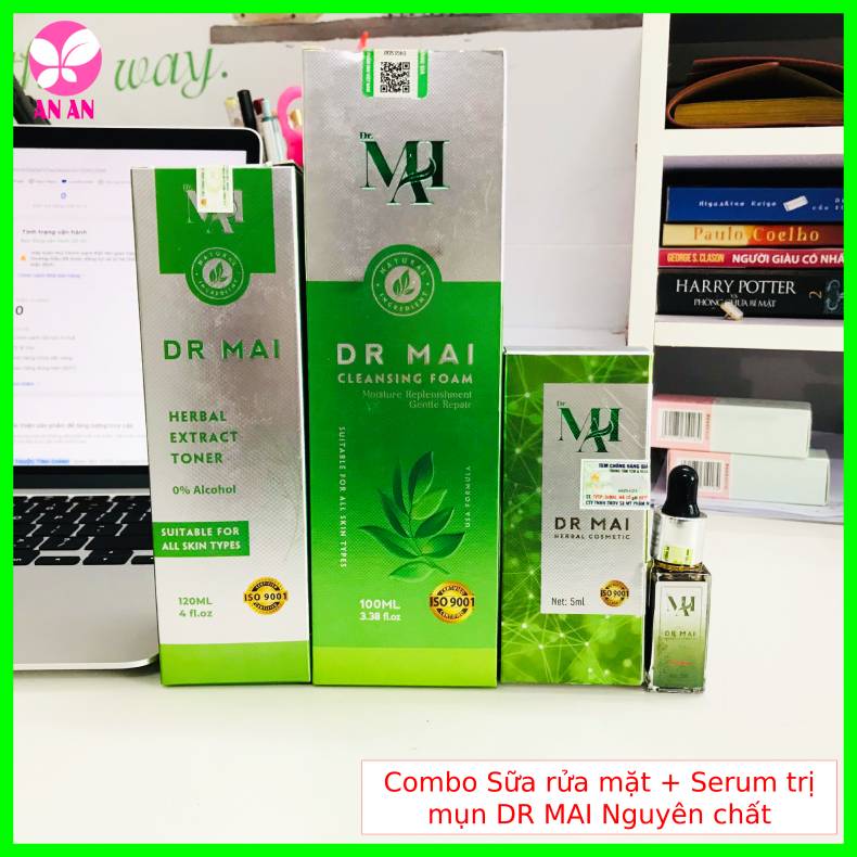 Combo Sữa rửa mặt Dr Mai + Serum ngừa mụn Dr Mai nguyên chất - Tặng kèm Toner Ngẫu nhiên - Hàng chính hãng