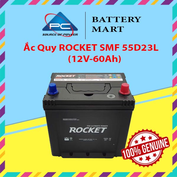 Bình ắc quy ắc 12v-60ah, quy rocket smf 55d23l/r