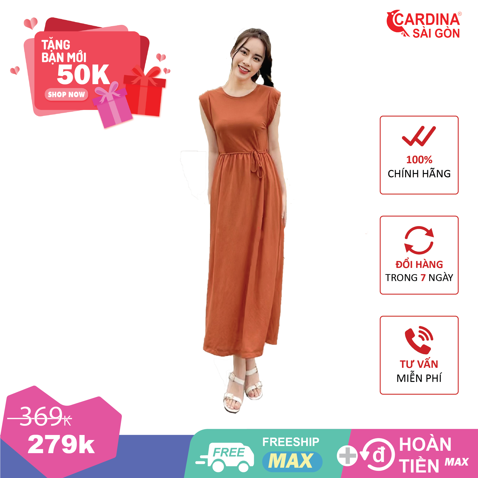 Đầm maxi dài Cardina Sài Gòn sát nách chất đũi lụa cao cấp thoáng mát phù hợp mặc đi chơi đi biển mã 1V2