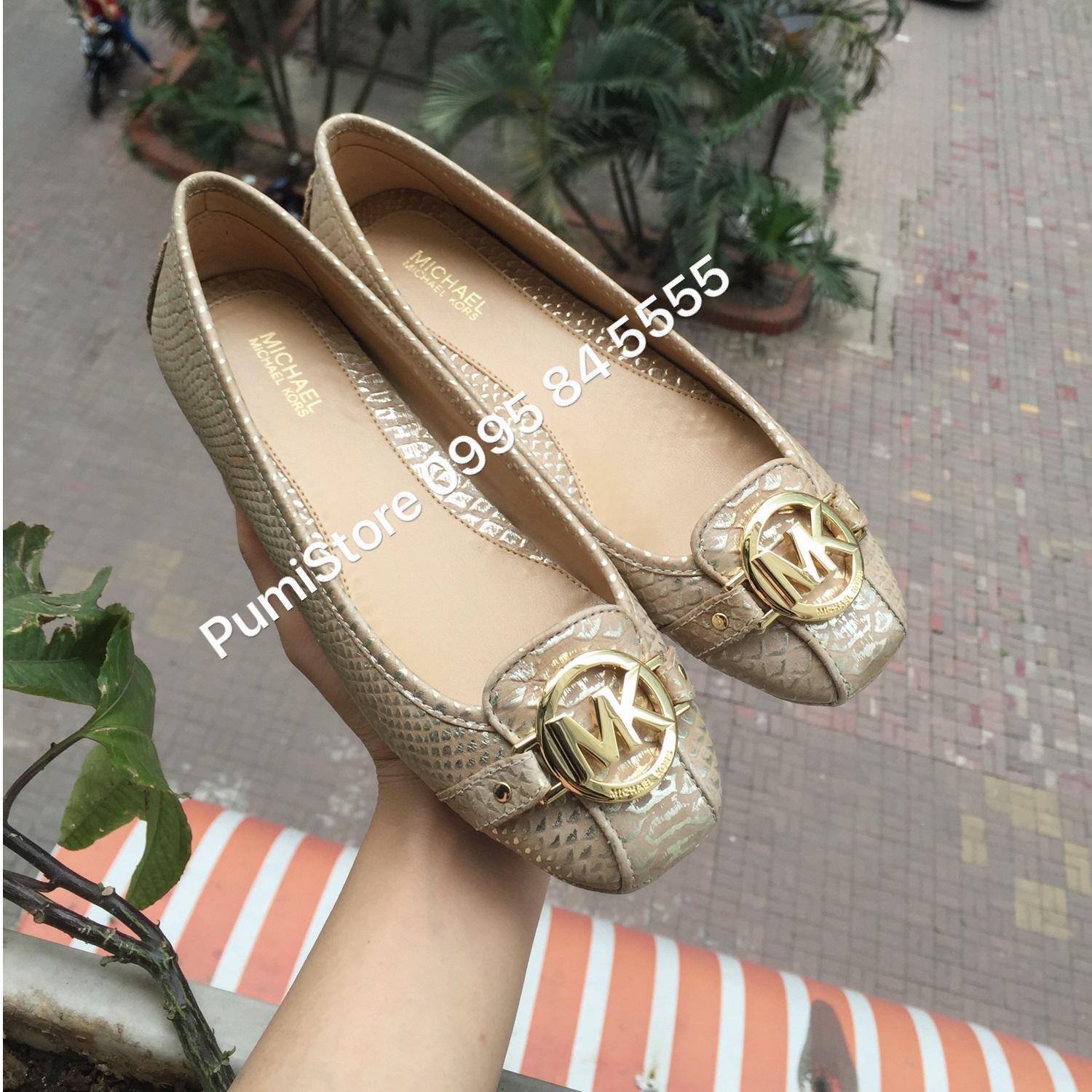 Giày Michael Kors Pale Gold Snake Vân da rắn