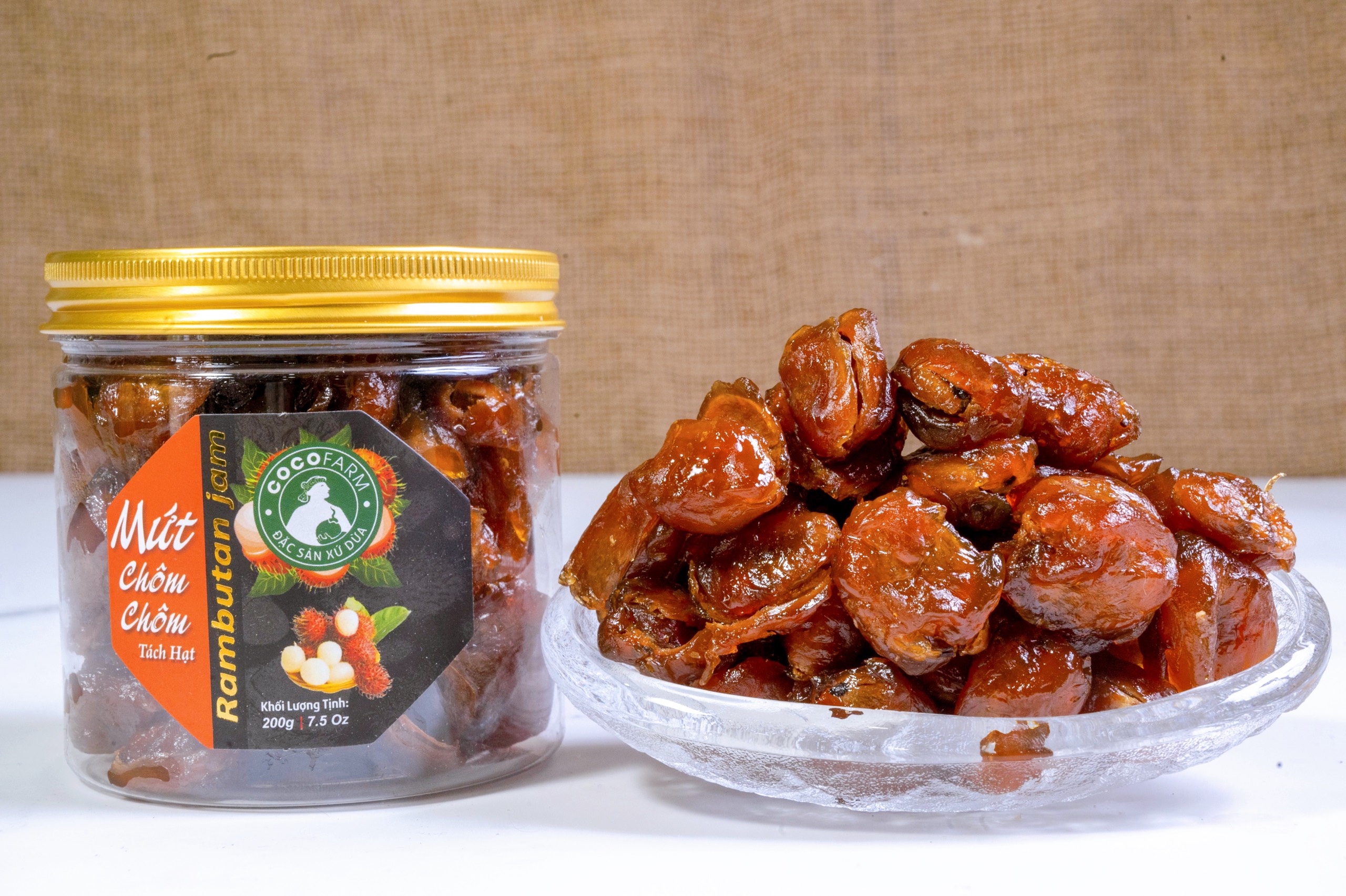 Mứt chôm chôm tách hạt Cocofarm hộp 200g