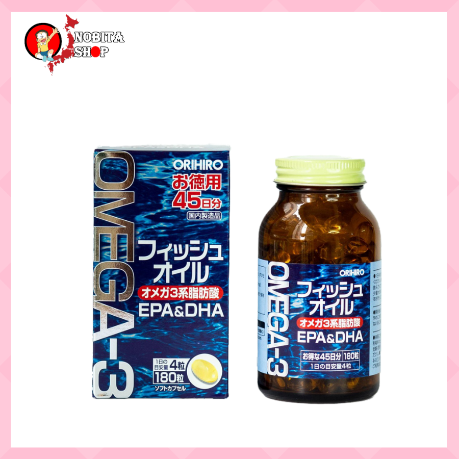 Viên Uống Dầu Cá Omega 3 Orihiro 180 Viên Phát Triển Não Bộ, Tăng Cường Trí Nhớ