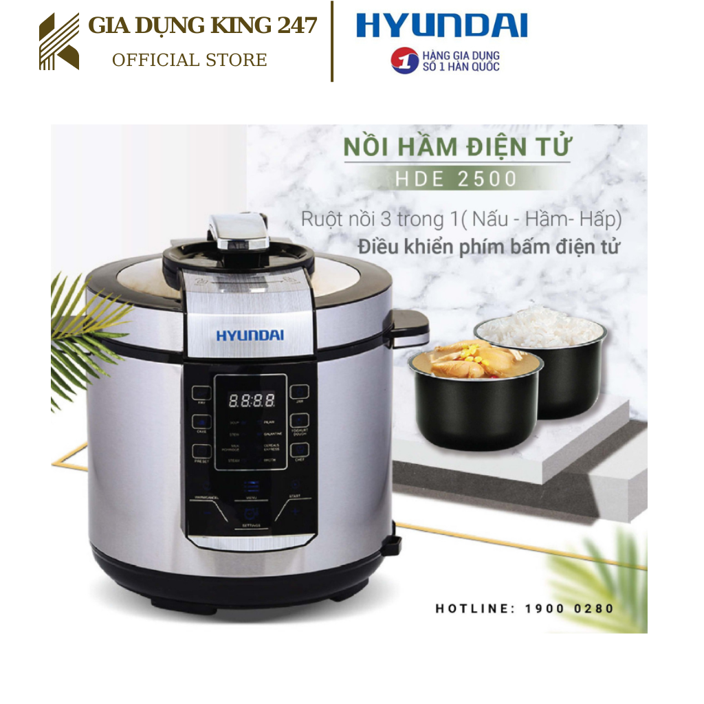 Nồi áp suất ,nồi hầm điện tử hyunai hde 2500s - bảo hành chính hãng 12 tháng.