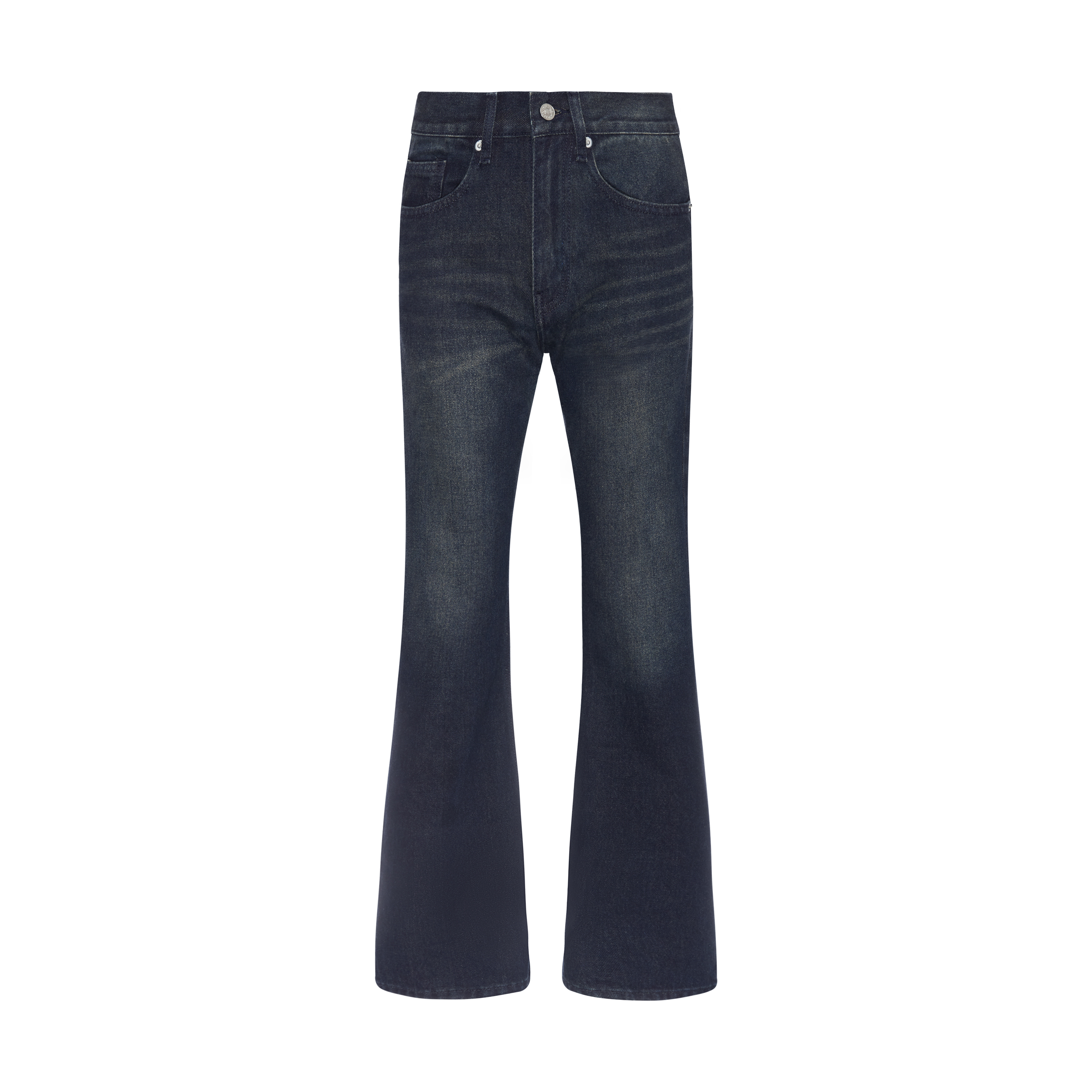 Quần jean nữ màu xanh ross studio ống loe - dark blue flared jeans - ross studio