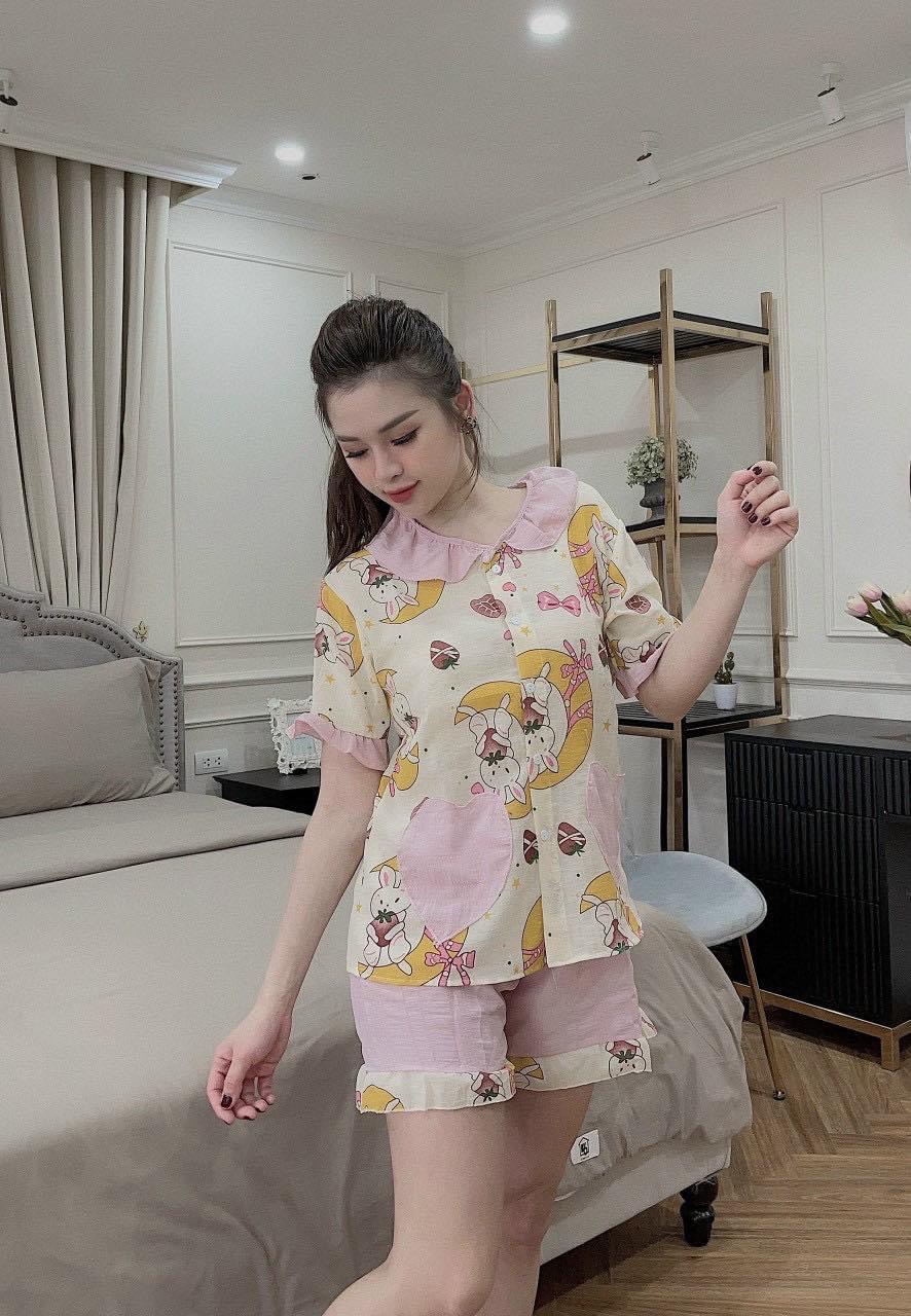 [HCM]Đồ bộ nữ mặc ở nhà thời trang mới nhất 2021- đồ bộ nữ ngắn tay dễ thương mùa hè- set bộ đồ ngủ nữ chất vải đũi thoáng mát KIMNGOCFASHION63 MĐBN1