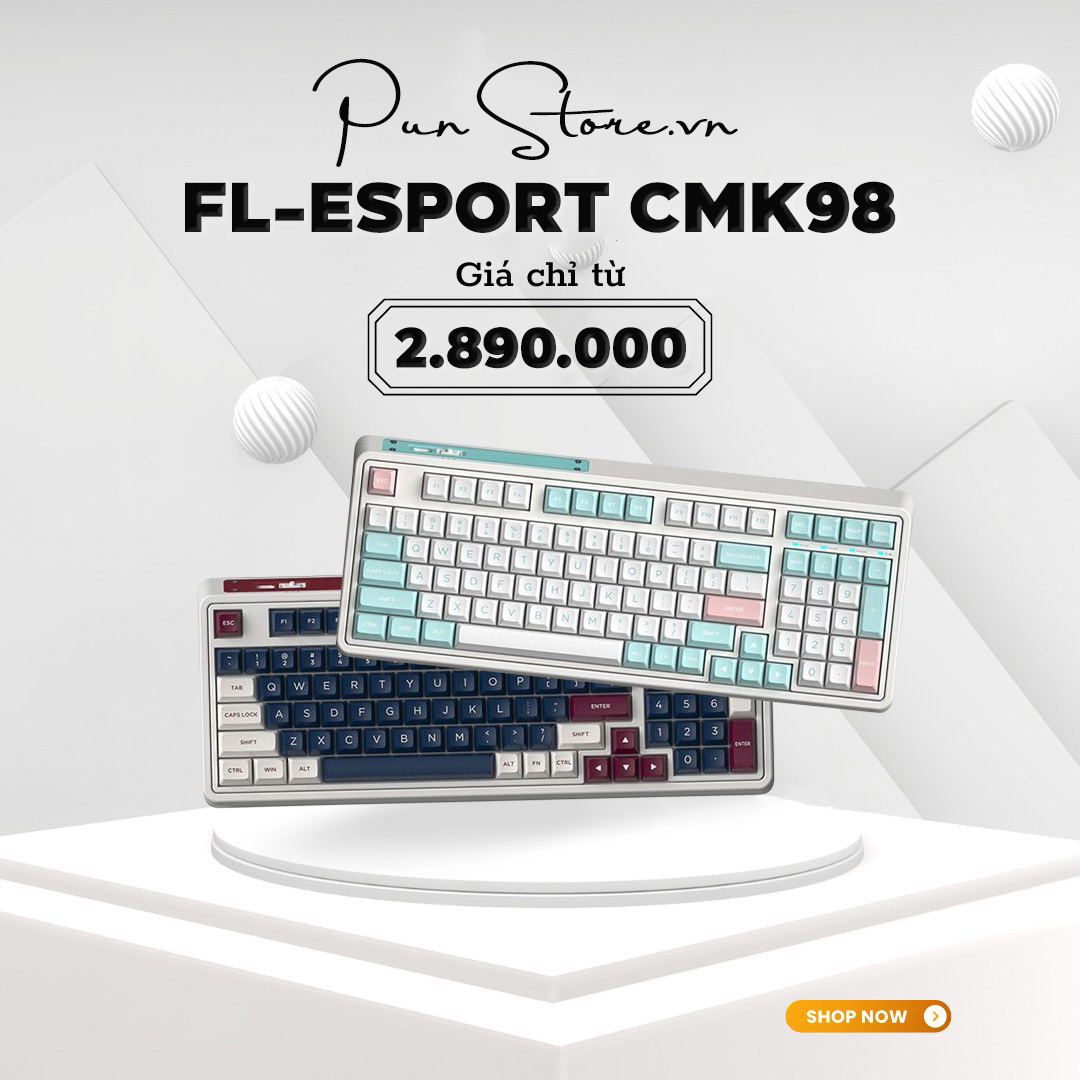 Bàn phím cơ fl-esports cmk98 metal heart / quiet grey – 3 mode