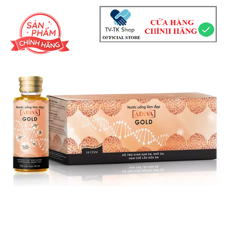 Tinh Chất Uống Làm Đẹp Collagen ADIVA Gold (14 Chai/Hộp) Giúp Làn Da Căng Mịn, Giảm Nếp Nhăn Và Chống Lão Hóa