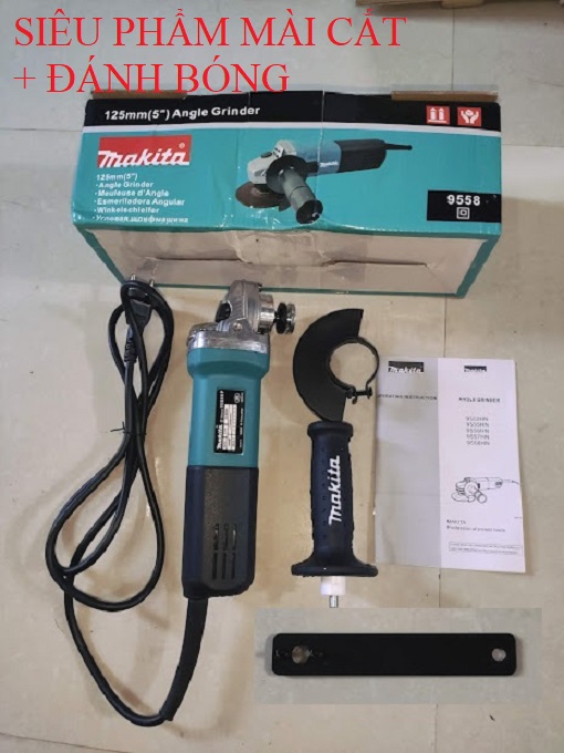 Máy mài góc makita 9558 hp, kiêm máy đánh bóng, có thay đổi 6 cấp tốc độ, đĩa mài cắt 100mm -125mm, 840w, trục ren m10, madein thailand, dây đồng chịu nhiệt.