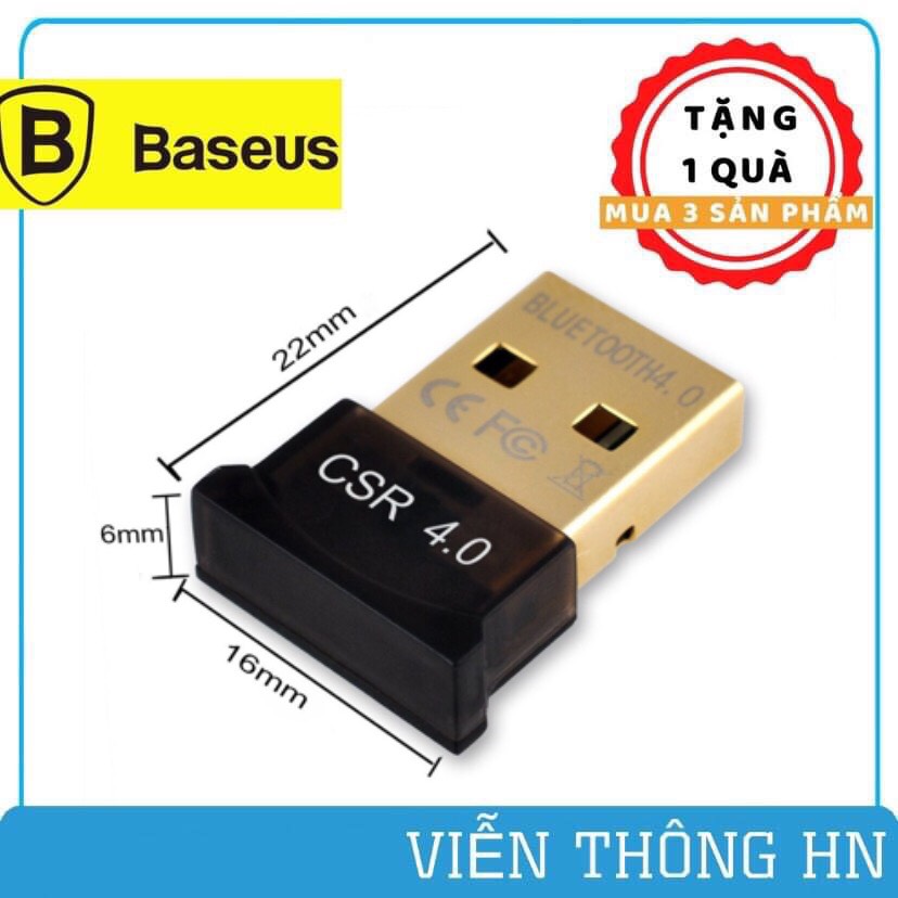USB bluetooth baseus 4.0 CSR hỗ trợ Aptx dùng cho máy tính để bàn hoặc laptop không cần chạy dirver