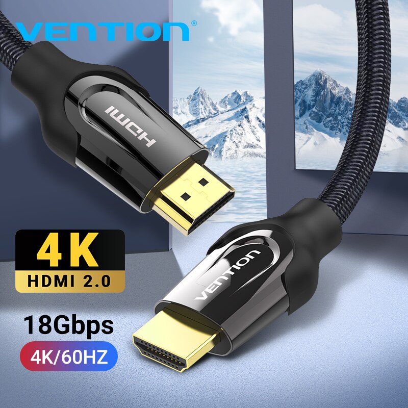 Dây hdmi 2.0 tròn, bọc lưới chống nhiễu vention dài từ 1.5m - 15m - hàng chính hãng