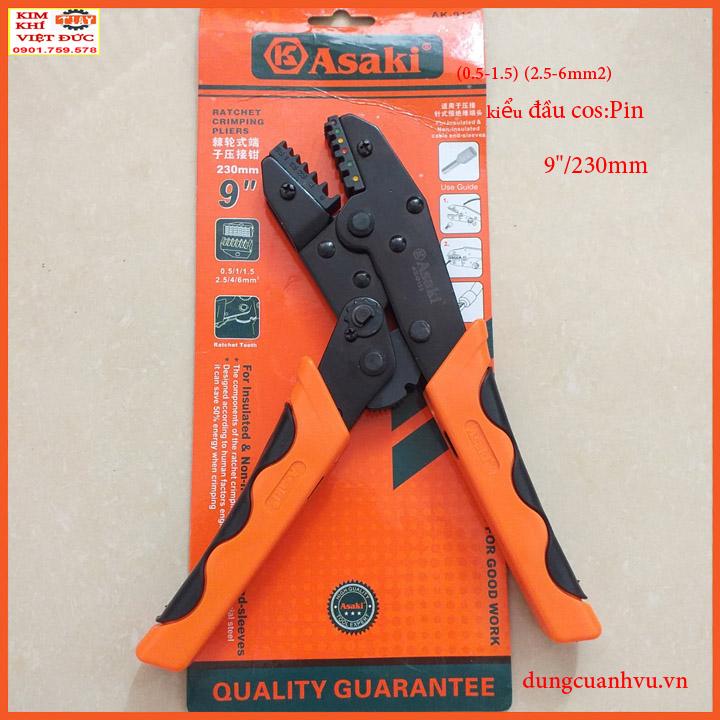 Kìm bấm đầu cos pin Asaki AK-9123 0.5 ~ 6mm2(Kìm bấm đầu cote Asaki)