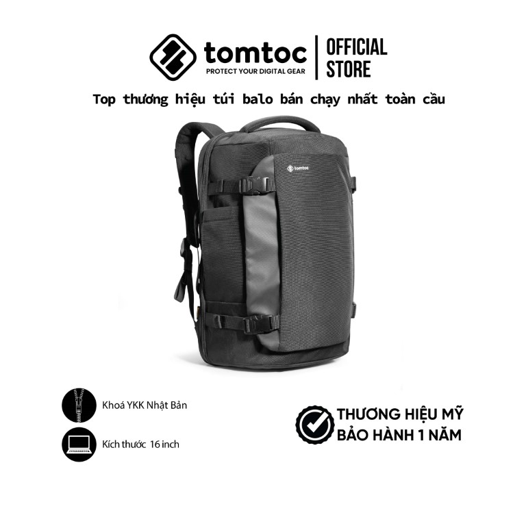 Balo Tomtoc Travel Backpack 40L cho Macbook Laptop 16 Hàng chính hãng