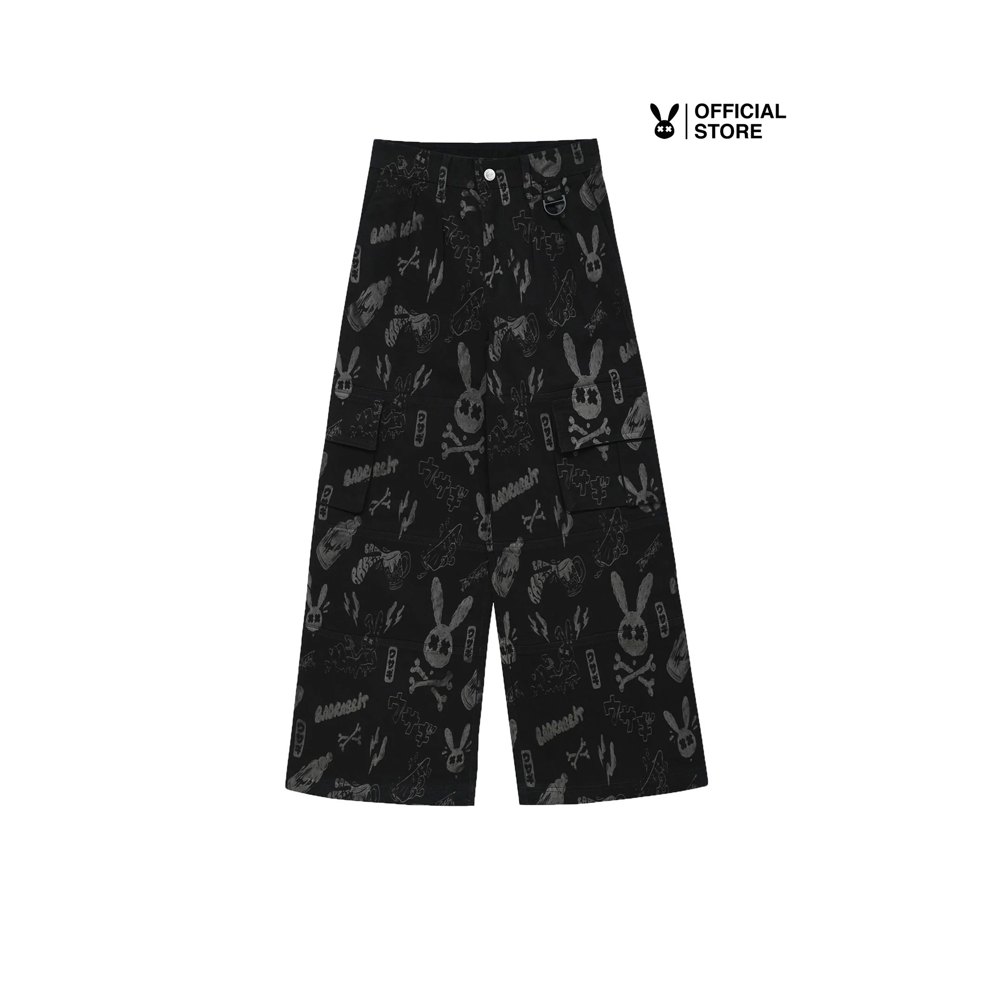 Quần dài unisex bad rabbit black overprint pants - local brand chính hãng