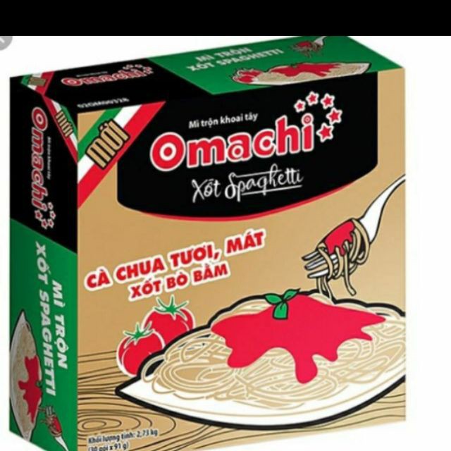 Thùng mì trộn xốt spaghetti cà chua omachi 91g 30 gói
