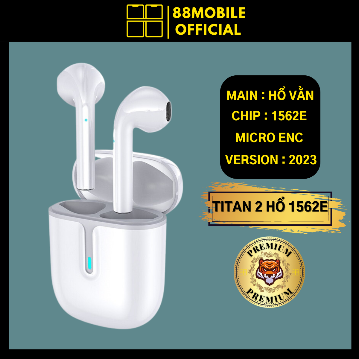 Tai nghe hổ vằn 1562E Titan 2 Micro ENC bản pin 8H bluetooth gaming cao cấp 2023 88Mobile