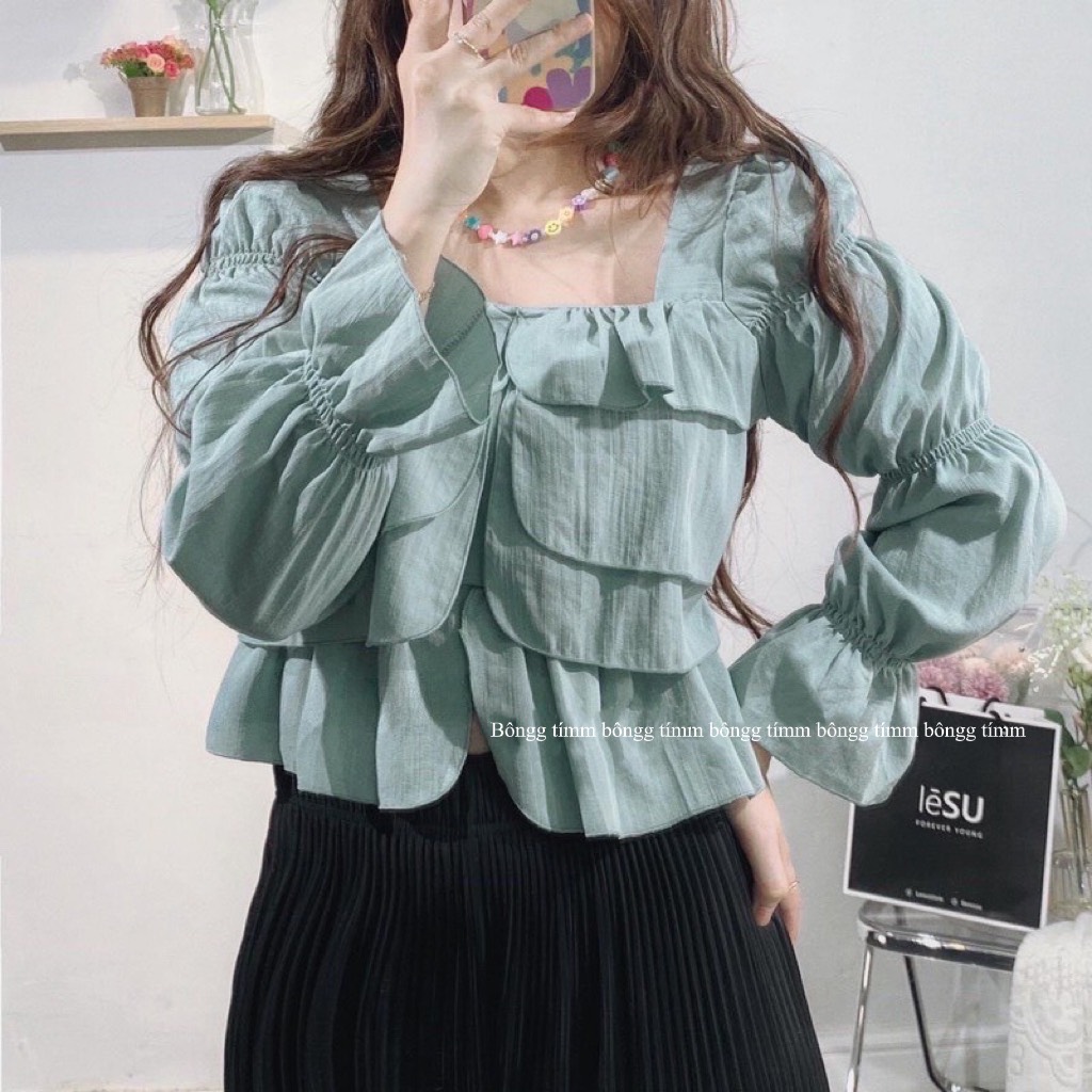 Áo bèo 3 tầng tiểu thư xinh vải đũi hàn