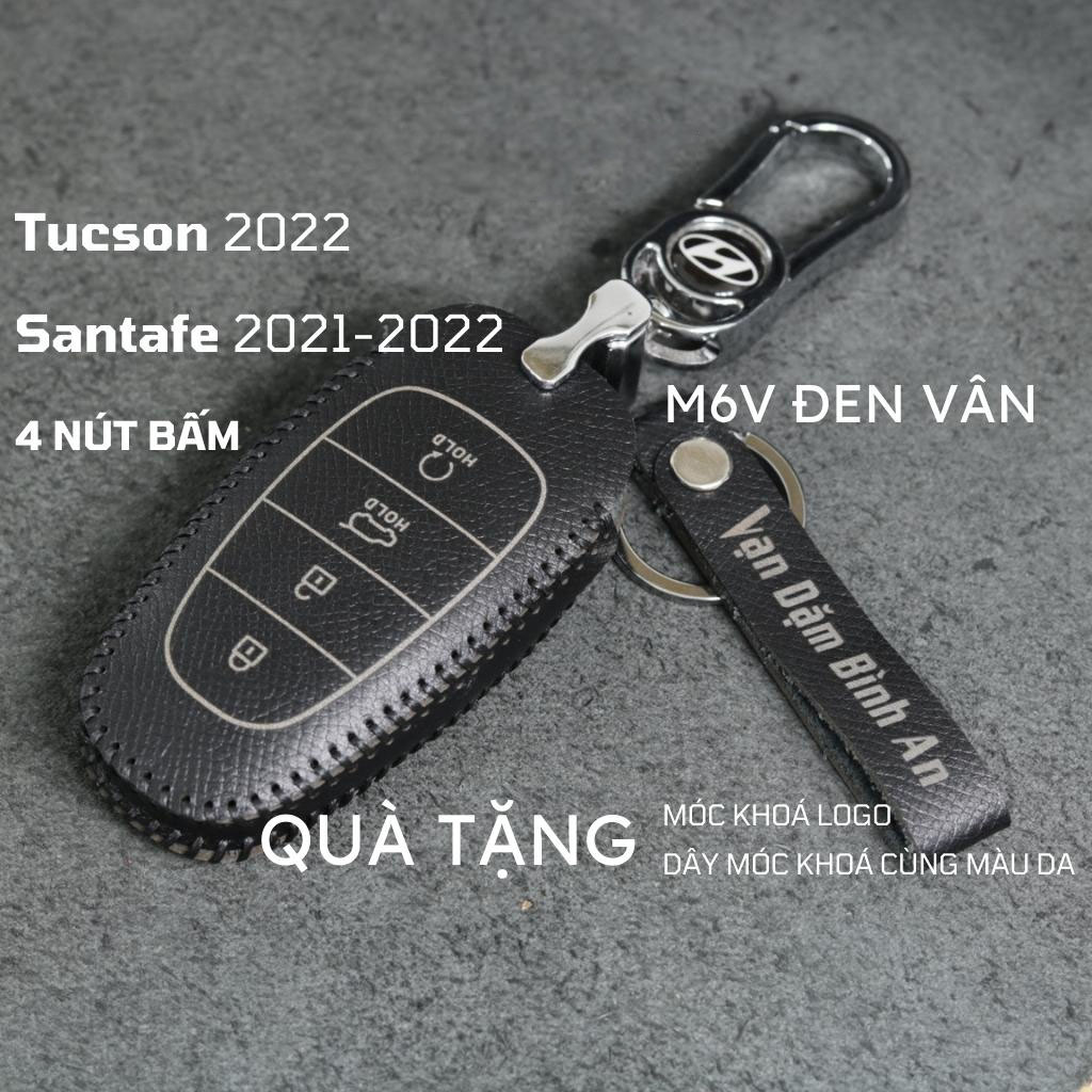 Bao da móc khoá bọc ốp chìa khóa xe ô tô hyundai santafe 2021 2022 2023 tucson 2022 2023